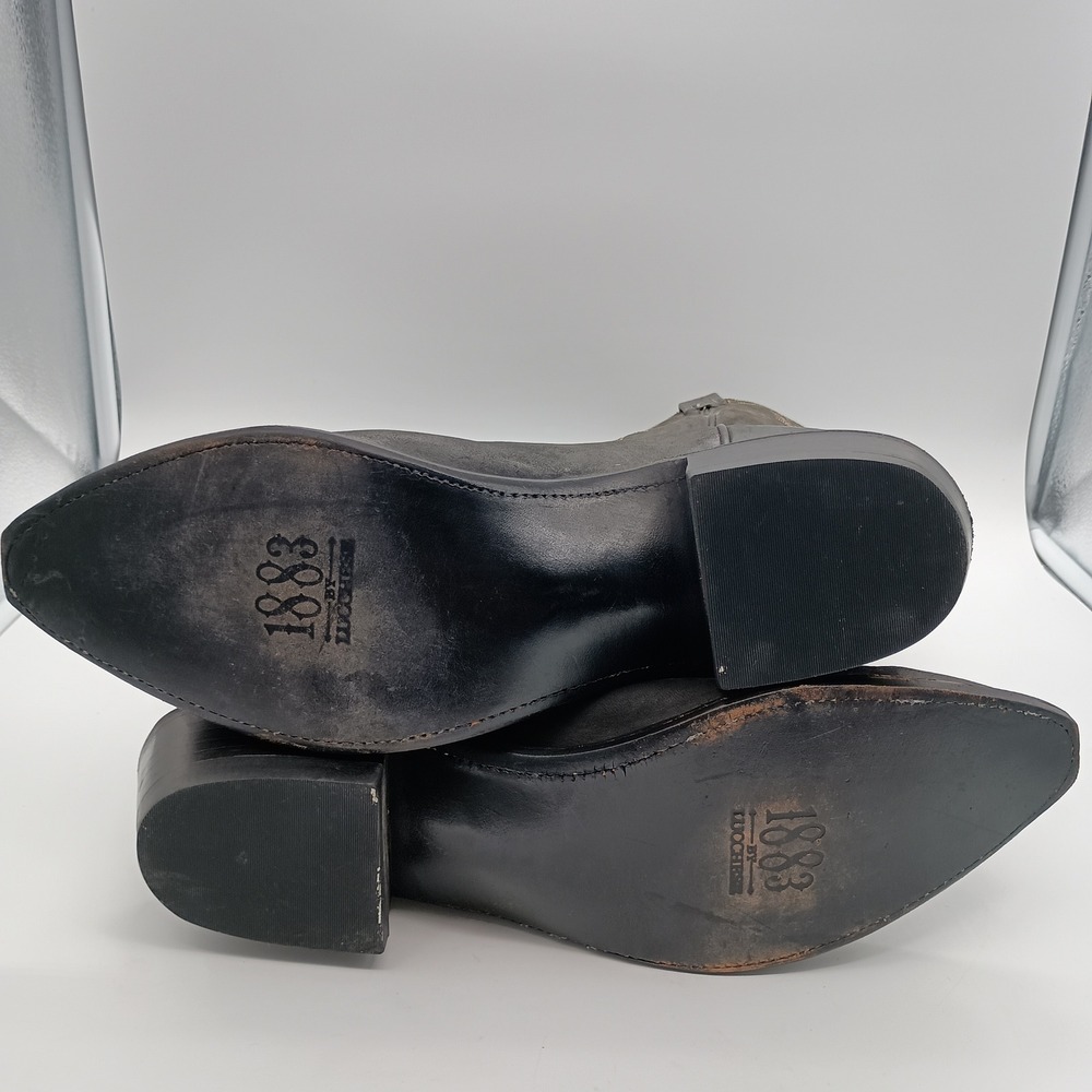 Lucchese 1883 Mens Black Leather Mad Dog Cowboy Boots N1560 Size 11.5 Extra Wide - Picture 10 of 14